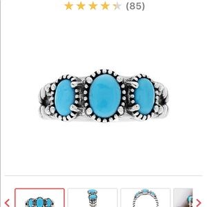 Turquoise Sterling Silver 3 Stone Ring.